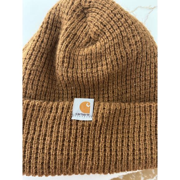 Carhartt Beanie Brown Hat Knit Cuffed Thermal OS - Picture 3 of 5